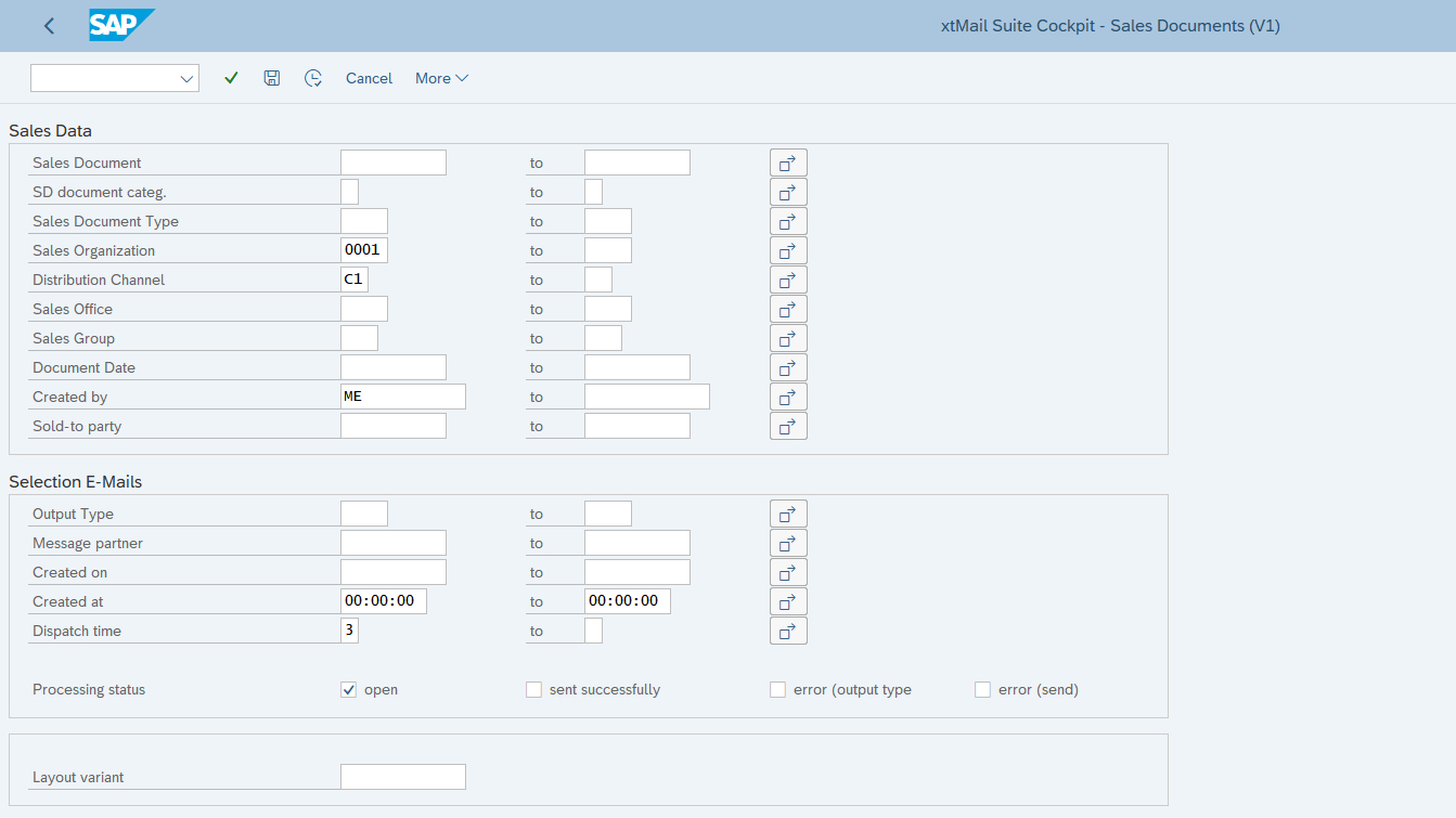 Cockpit transaction - if emails should not be sent automatically