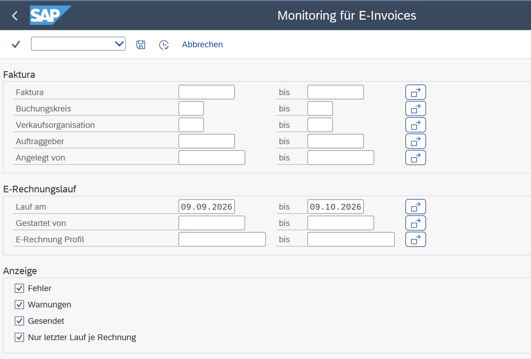 Monitoring E-Rechnungen