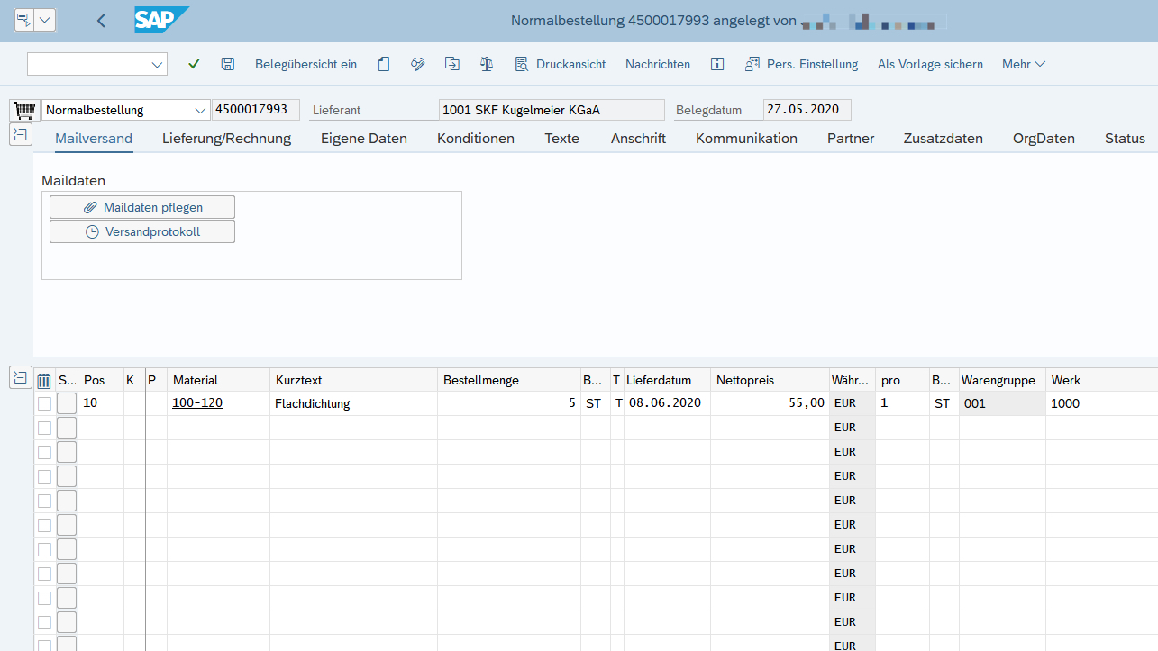 Direkte Integration des Mailversands in die SAP Anwendungen